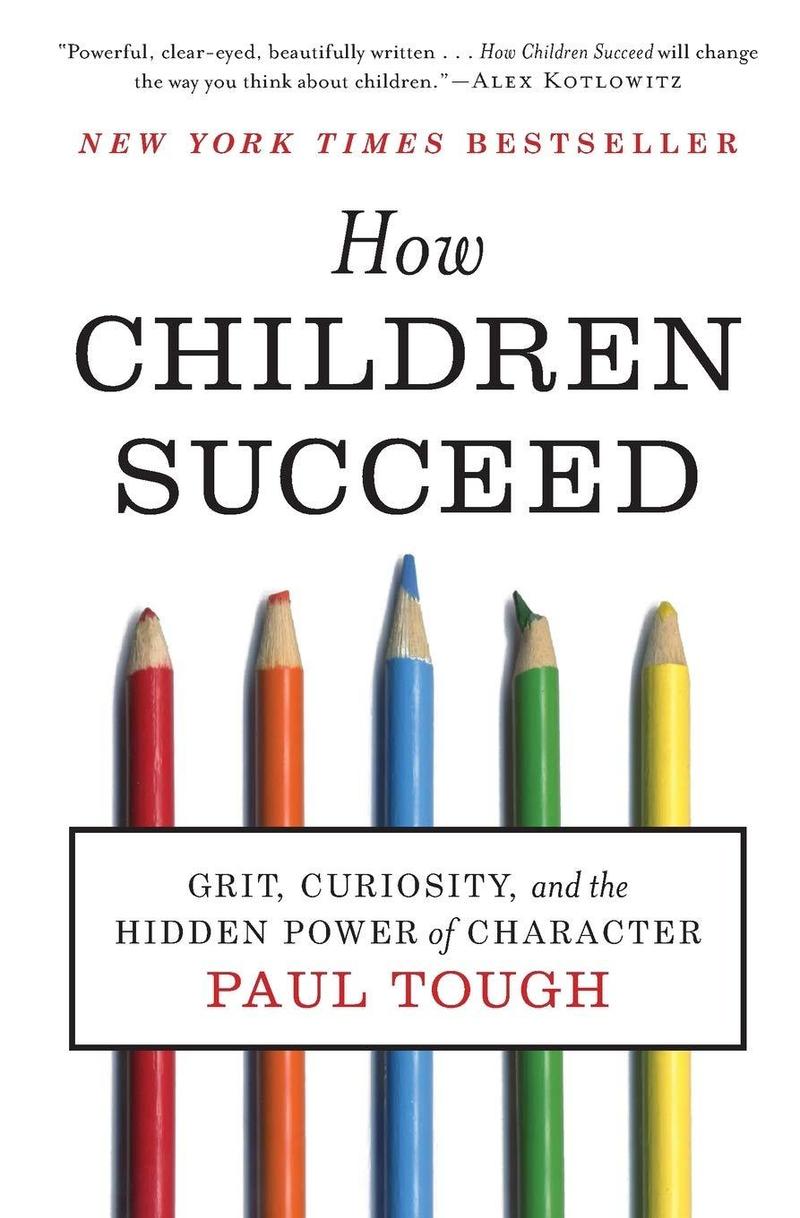 the cover of the book How Children Succeed by Paul Tough featuring the title over a line of colored pencils in the background