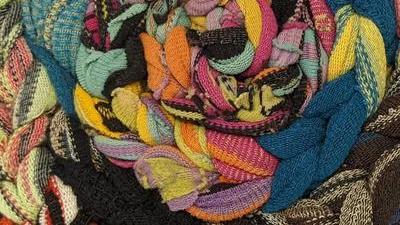 close up of sock rag rug