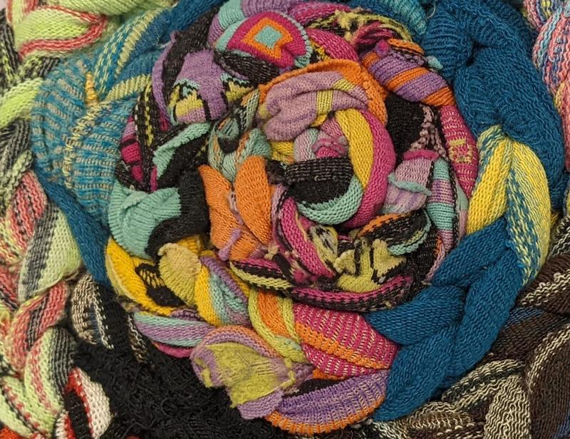 close up of sock rag rug