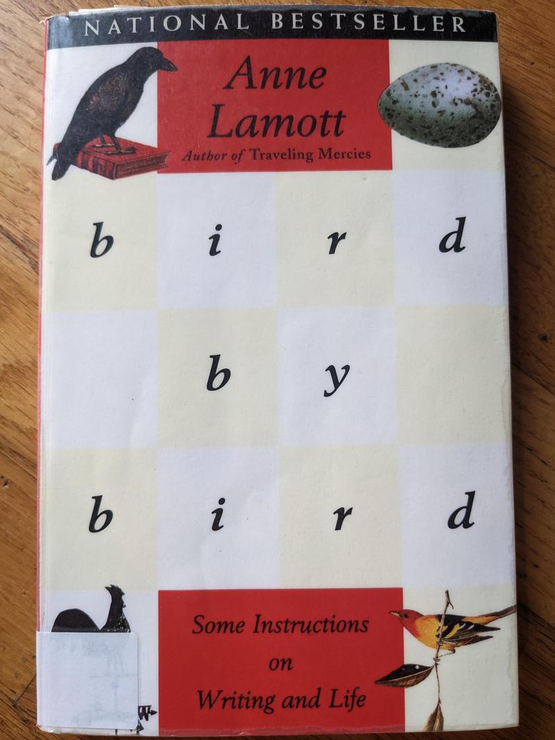 the cover of the book Bird by Bird by Anne Lamott featuring pictures of birds in the corners