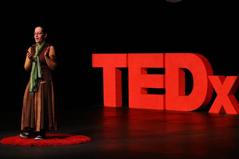 Jacqueline on stage at TEDx Couer d'Alene 2020