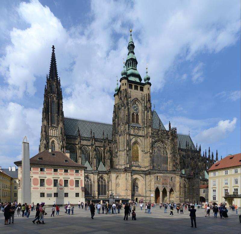 gothic cathedral with flying buttresses and pointy arches